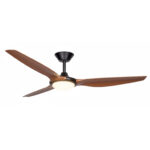 quạt trần 3 cánh đèn led giả gỗ