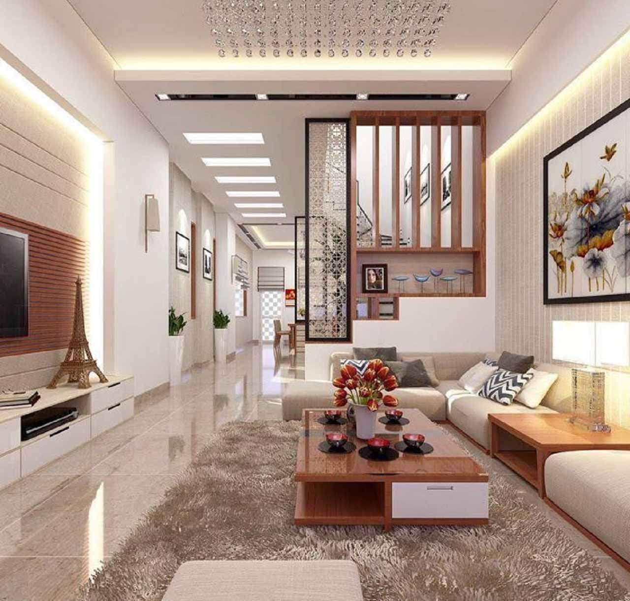 vách ngăn phòng khách và bếp